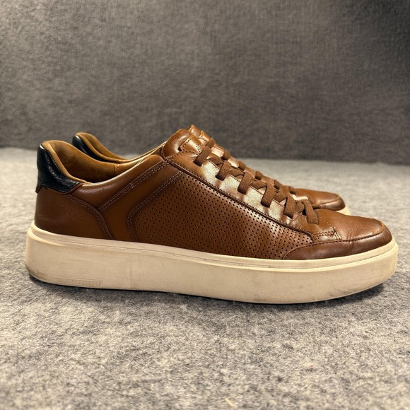 Allen Edmonds Oliver Shoes Mens 10 Brown Leather Lace Up Casual Sneakers Comfort